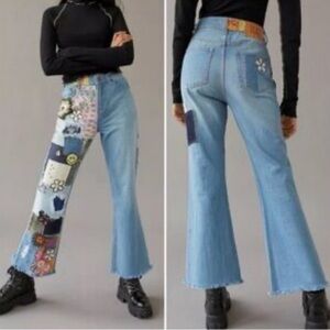 BDG Urban Outfitters Blue Patchwork Wide-Leg Women's Jeans